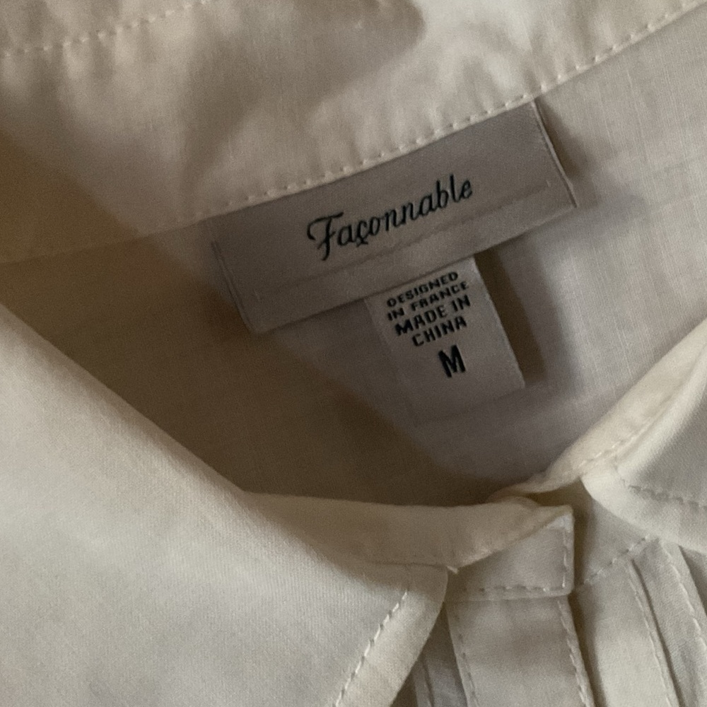 Faconnable cream linen blouse, Medium - Picture 3 of 5